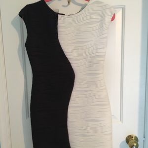 Sleeveless “half & half” dress